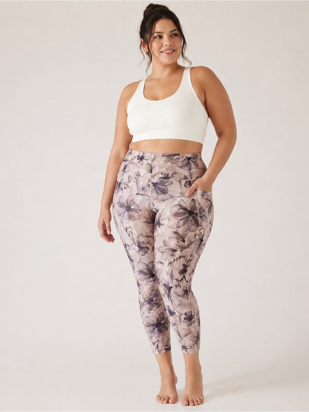 Athleta Salutation Stash Pocket II 7/8 Floral Print Leggings 1X Yoga